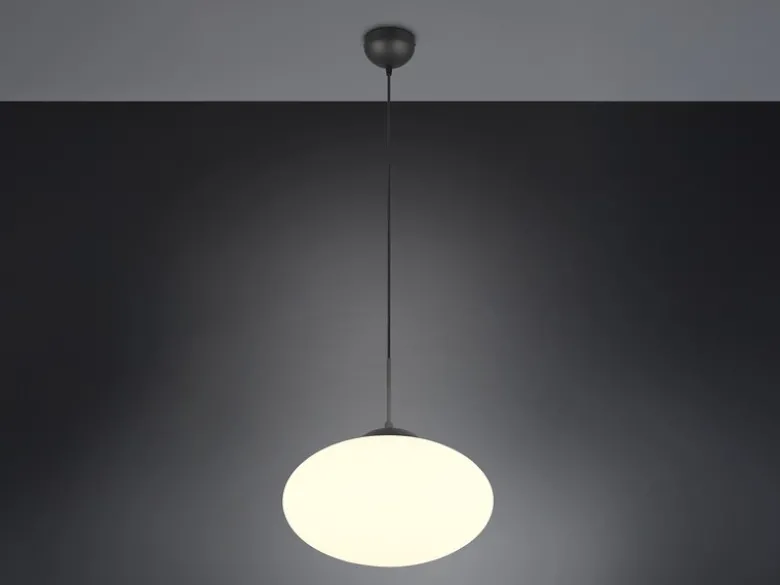 Retro LED Pendelleuchte Schwarz mit Glaskugel Lampenschirm, Ø 40cm