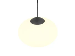 Retro LED Pendelleuchte Schwarz mit Glaskugel Lampenschirm, Ø 40cm