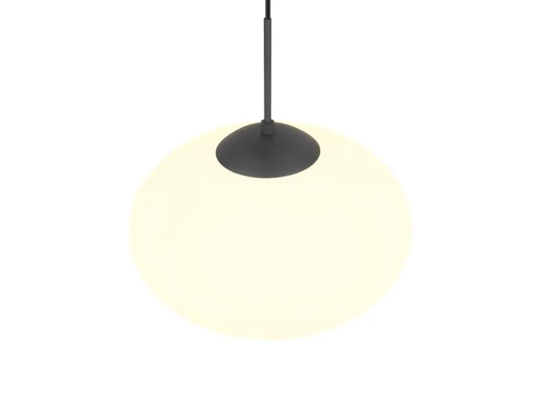 Retro LED Pendelleuchte Schwarz mit Glaskugel Lampenschirm, Ø 40cm