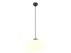 Retro LED Pendelleuchte Schwarz mit Glaskugel Lampenschirm, Ø 40cm
