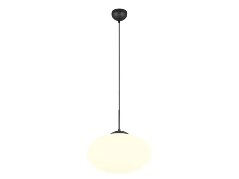 Retro LED Pendelleuchte Schwarz mit Glaskugel Lampenschirm, Ø 40cm