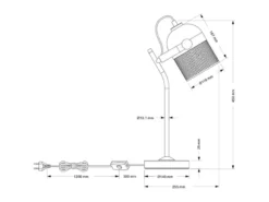 Retro LED Schreibtischlampe schwenkbar aus Metall Schwarz Gold, Höhe 45cm
