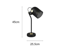 Retro LED Schreibtischlampe schwenkbar aus Metall Schwarz Gold, Höhe 45cm