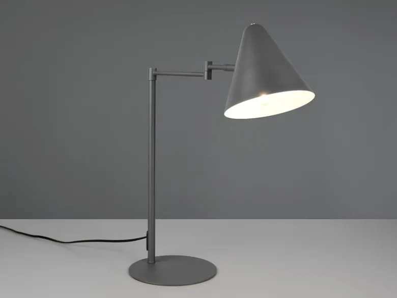 Retro LED Schreibtischleuchte mit Schwenkarm aus Metall Anthrazit, Höhe 50,5cm