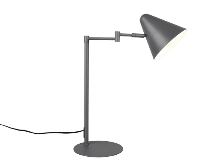 Retro LED Schreibtischleuchte mit Schwenkarm aus Metall Anthrazit, Höhe 50,5cm