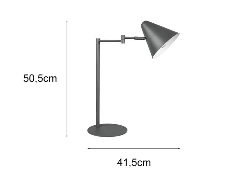 Retro LED Schreibtischleuchte mit Schwenkarm aus Metall Anthrazit, Höhe 50,5cm