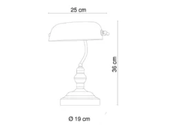 Retro LED Schreibtischleuchte Messing mit Acrylschirm Grün, Höhe 36cm