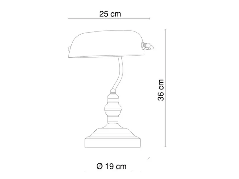 Retro LED Schreibtischleuchte Messing mit Acrylschirm Grün, Höhe 36cm