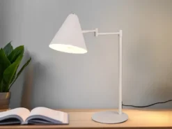 Retro LED Schreibtischleuchte mit Schwenkarm aus Metall Hellgrau, Höhe 50,5cm