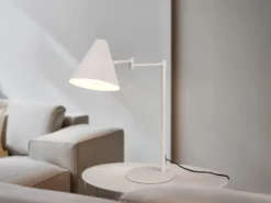 Retro LED Schreibtischleuchte mit Schwenkarm aus Metall Hellgrau, Höhe 50,5cm