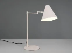 Retro LED Schreibtischleuchte mit Schwenkarm aus Metall Hellgrau, Höhe 50,5cm