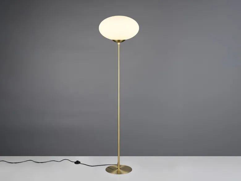 Retro LED Stehleuchte Messing mit Glaskugel Lampenschirm, Höhe 150cm