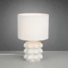 Retro LED Tischlampe mit Keramikfuß & Stoffschirm Weiß, Höhe 30cm