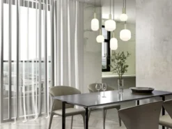 Retro Pendelleuchte DIVA 6-flammig mit Glasschirmen in Weiß, Breite 92cm