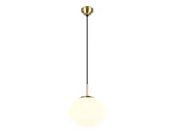 Retro Pendelleuchte FOMENTO Messing mit Glaskugel Lampenschirm, Ø 30cm