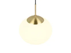 Retro Pendelleuchte FOMENTO Messing mit Glaskugel Lampenschirm, Ø 30cm
