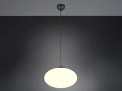 Retro Pendelleuchte FOMENTO Schwarz mit Glaskugel Lampenschirm, Ø 40cm