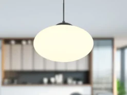 Retro Pendelleuchte FOMENTO Schwarz mit Glaskugel Lampenschirm, Ø 40cm