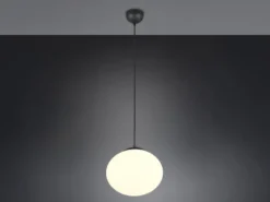 Retro Pendelleuchte FOMENTO Schwarz mit Glaskugel Lampenschirm, Ø 30cm