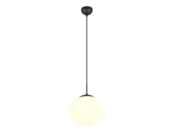 Retro Pendelleuchte FOMENTO Schwarz mit Glaskugel Lampenschirm, Ø 30cm