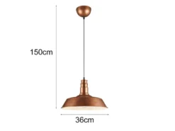 Retro Pendelleuchte WILL Lampenschirm Metall Kupfer Antik, Ø 36cm