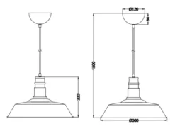 Retro Pendelleuchte WILL Lampenschirm Metall Weiß Ø 36cm