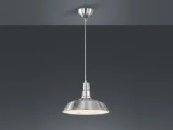 Retro Pendelleuchte WILL Lampenschirm Metall Silber, Ø 36cm
