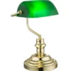 Retro Schreibtischlampe ANTIQUE Messing mit Glasschirm Grün, Höhe 36cm