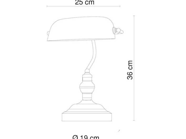 Retro Schreibtischlampe ANTIQUE Messing mit Glasschirm Grün, Höhe 36cm