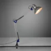 Retro Schreibtischlampe TAJO zum Klemmen, Aluminiumfarbig, max. Höhe 73,5cm