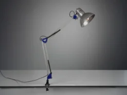 Retro Schreibtischlampe TAJO zum Klemmen, Aluminiumfarbig, max. Höhe 73,5cm