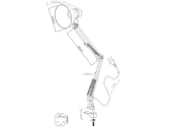 Retro Schreibtischlampe TAJO zum Klemmen, Aluminiumfarbig, max. Höhe 73,5cm