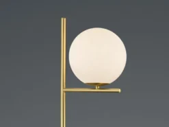 Retro Stehlampe PURE Messing mit Glaskugel Lampenschirm Weiß, Höhe 150cm
