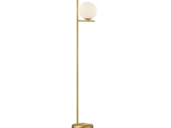 Retro Stehlampe PURE Messing mit Glaskugel Lampenschirm Weiß, Höhe 150cm