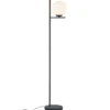 Retro Stehlampe PURE Schwarz mit Glaskugel Lampenschirm Weiß, Höhe 150cm