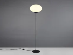 Retro Stehleuchte FOMENTO Schwarz mit Glaskugel, Höhe 150cm