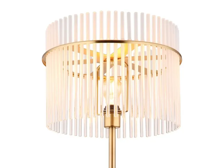Retro Stehleuchte GORLEY mit transparenten Echtglas Stäben, Höhe 152cm