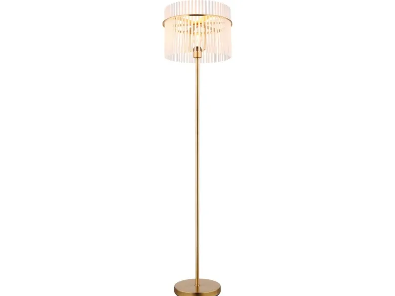 Retro Stehleuchte GORLEY mit transparenten Echtglas Stäben, Höhe 152cm