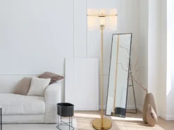 Retro Stehleuchte GORLEY mit transparenten Echtglas Stäben, Höhe 152cm