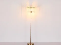 Retro Stehleuchte GORLEY mit transparenten Echtglas Stäben, Höhe 152cm