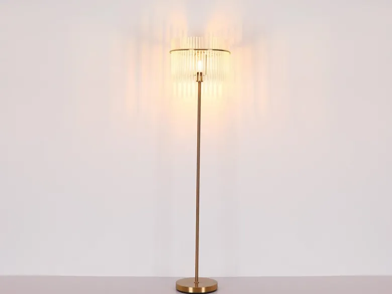 Retro Stehleuchte GORLEY mit transparenten Echtglas Stäben, Höhe 152cm