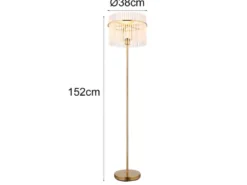 Retro Stehleuchte GORLEY mit transparenten Echtglas Stäben, Höhe 152cm