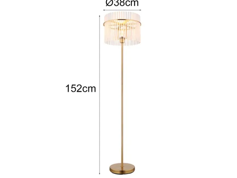 Retro Stehleuchte GORLEY mit transparenten Echtglas Stäben, Höhe 152cm
