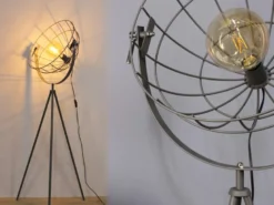 Retro Stehleuchte LED GRID schwenkbarer Gitterschirm aus Metall Anthrazit, 146cm
