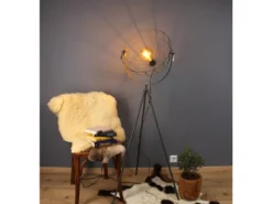 Retro Stehleuchte LED GRID schwenkbarer Gitterschirm aus Metall Anthrazit, 146cm