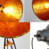 Retro Stehleuchte MERKUR mit schwenkbarem Schirm in Blättergoldoptik, Höhe 136cm