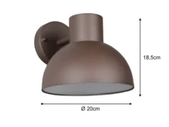 Retro Style Downlight Außenwandleuchte ELBE Rostbraun, Ø 20cm