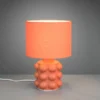 Retro Tischlampe KATE mit Keramikfuß & Stoffschirm Orange, Höhe 30cm