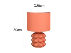 Retro Tischlampe KATE mit Keramikfuß & Stoffschirm Orange, Höhe 30cm