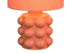 Retro Tischlampe KATE mit Keramikfuß & Stoffschirm Orange, Höhe 30cm